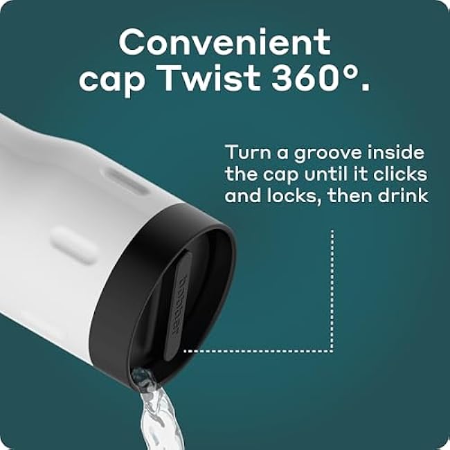 BOBBER 12 oz Stainless Steel Insulated Coffee Cup with Lid ¨C 100% Spill-Proof Commuter Mug for Car Cup Holder ¨C Dishwasher Safe Thermal Coffee Mug for Men, Women, Keeps Hot for 6 Hours (White)