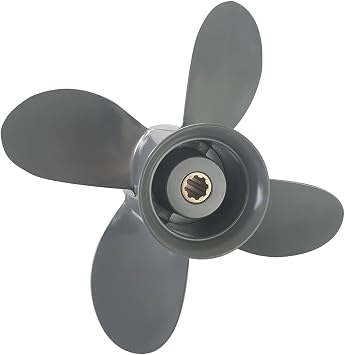 Xspeed Aluminum 3 Blades 683/63V Outboard Propeller for 2-1/2" Gearcase Yamaha Engine 9.9-20hp,8 Spline Tooth & Thru Hub Exhaust,RH