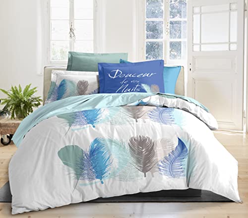 Pack Complet 6 pièces Housse de Couette 240 x 220 cm pour lit 140 x 190 cm 100% Coton / 57 Fils/cm² (Moments, Pack 6 pièces HDC 240 x 220 lit 140 x 190 cm) Cover