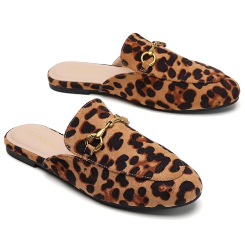 Image of Minorsu Buckle Mules for Women Flats Loafers Shoes for Work Office Business