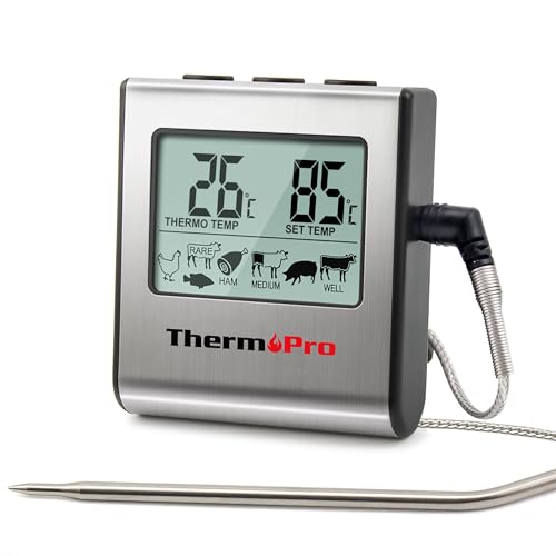 ThermoPro ThermoPro Cooking Oven Thermometer Digital Temperature Control Kitchen Timer and Alarm Function TP16 for Milk, Coffee, Meat, Frying, Food, Smoking and More