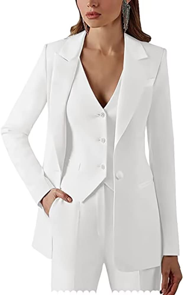 Business Women Suit Set 3 Pieces Notch Lapel Single Breasted Vest for Office Work Lady Suits Blazer Vest