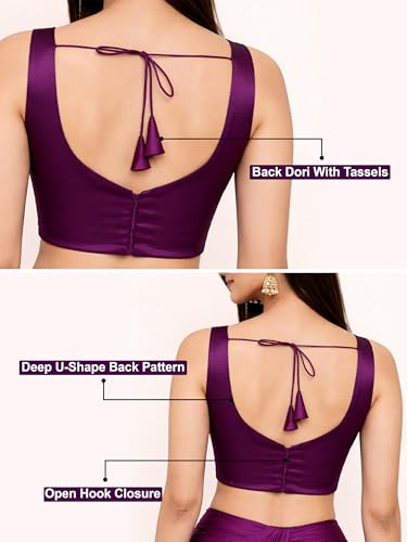 Image of TRENDMALLS Women's Fandy Satin Silk Blouse Sweetheart Neck Sleeveless Saree Blouse Choli Stylish Saree Blouse Ready to Wear