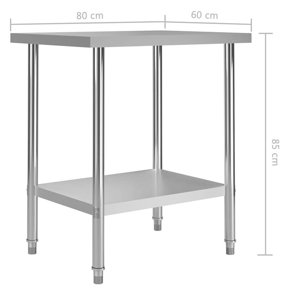 LAPOOH Mesa de Trabajo para Cocina Acero Inoxidable 80x60x85 cm, Mesa De Cocina Comercial, Repisa Acero Inoxidable Cocina, Mesa Acero Inoxidable