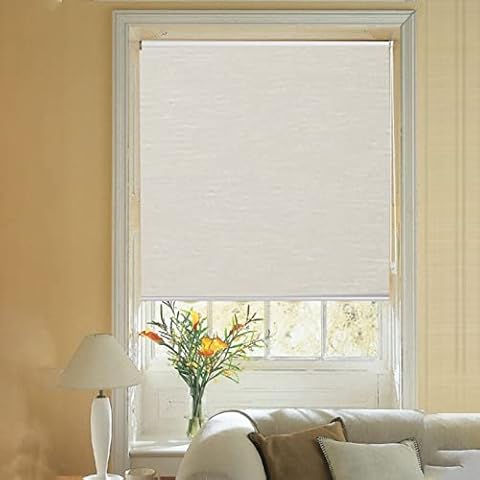 Joydeco 100% Blackout 75" H Window Roller Shades,Beige Waterproof Classic Thermal Insulated UV Protection Windows Roller Blind for Home Office Living Room(20 x 75 Inch Cover