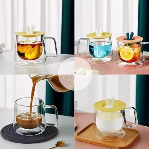 Vasos de vidrio vasos de doble pared con asa té infusiones amarillos 7