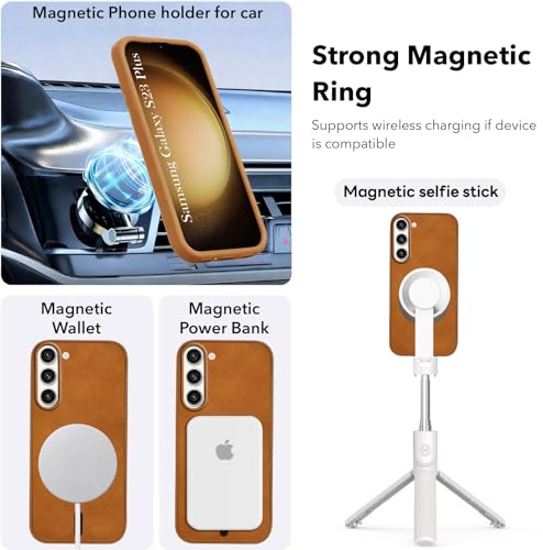 Image of Jkobi Leather Finish Back Cover Case for Samsung Galaxy S23 Plus 5G (MagSafe Compatible Wireless Charging | Soft Touch | Camera Bump Protection)