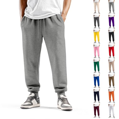 Mens Jogger Sweatpants Casual Drawstring Fleece Lined Sweatpants Loose Fit Athletic Workout Joggers with Pockets