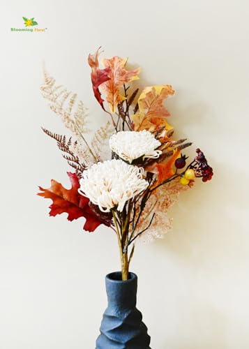 Image of Blooming Floret Artificial Flower Bunch /Lifelike Faux Flowers with Leaves, 62cm for Home Decor /Office Decor /Party Decor /Gifting | Tall Ornamental Stems | Durable (Cream)