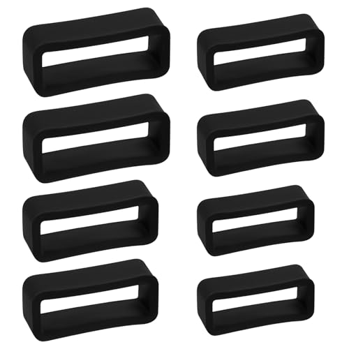 Mikovivi - Mikovivi 8pcs Watch Band Keepers, 16/18/20/22mm Silicone Waterproof Watch Band Fastener Strap Holder Loop Retainer Replacement Part for Smart Sport Watchers and More (Black)