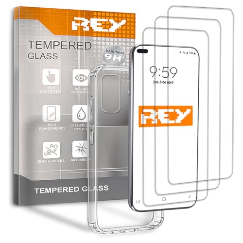 3X Protector de Pantalla y Funda para RENO4 5G, Cristal Vidrio Templado y Silicona TPU de Alta Resistencia