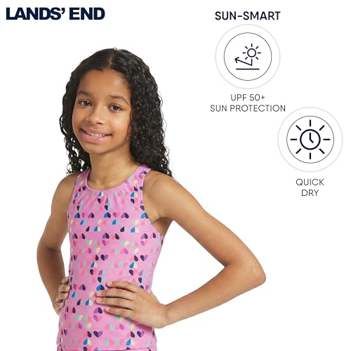 Image of Lands' End Girls' UPF 50+ Swim Bikini Bottom and Racerback Tankini Set