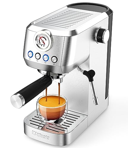 MAttinata 20 Bar Espresso Machine, Stainless Steel Espresso Coffee Maker with Milk Frother, Commercial Steam Wand and Pressure Gauge, Coffee Machine for Cappuccino, Latte