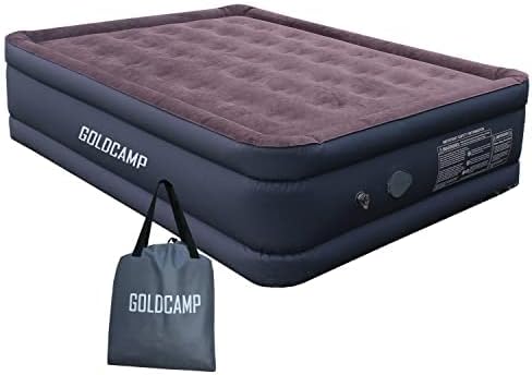 GoldCamp Air Mattress with Built-in High Speed Pump,Inflatable Mattress Fast Inflation,with Super Flocking Soft Top and Portable Bag for Camping,Home,Travel 20" INCH?Queen