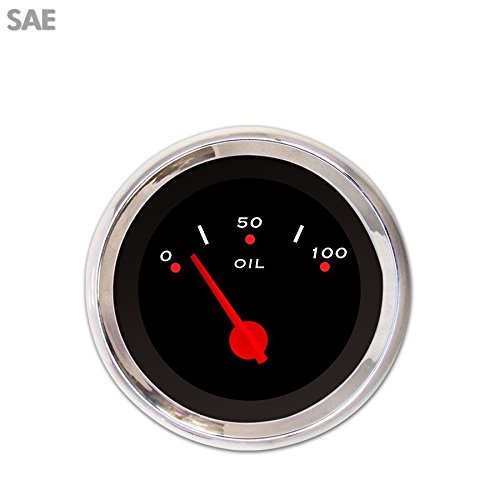 Aurora Instruments 1355 Pegged Black SAE Oil Pressure Gauge (Red Modern