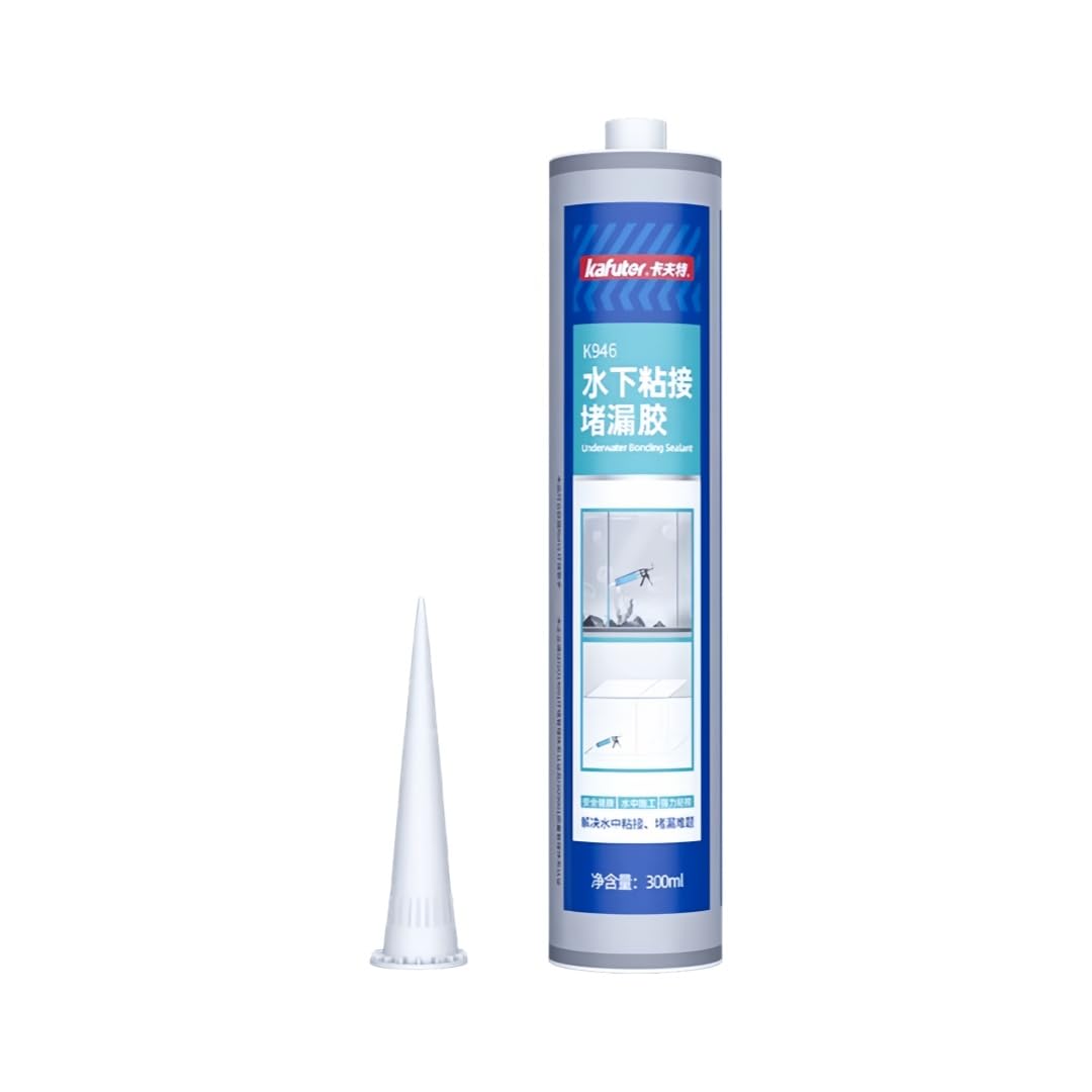 VIDOO Kafuter K-946 Dichtungskleber Feuchtigkeitsaktivierter Bad-Dichtstoff Weiß Schimmelschutz-Fugenpaste Dichtungskleber für Sanitärablauf Küchen-Steinspüle-Verbindungsmasse, 300ml