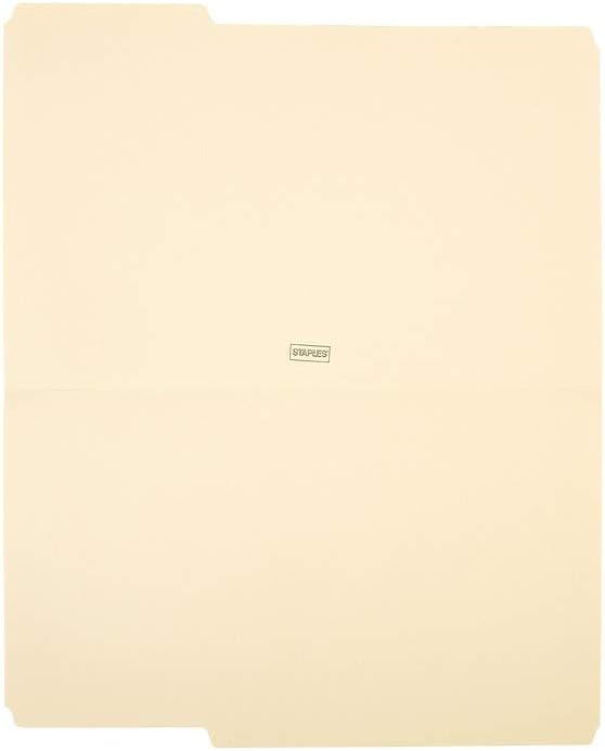 Staples Reinforced File Folders, Legal Size, 1/3‑Cut Tabs, Assorted Positions, Manila, Heavy‑Duty Paper Stock, 100/Pack