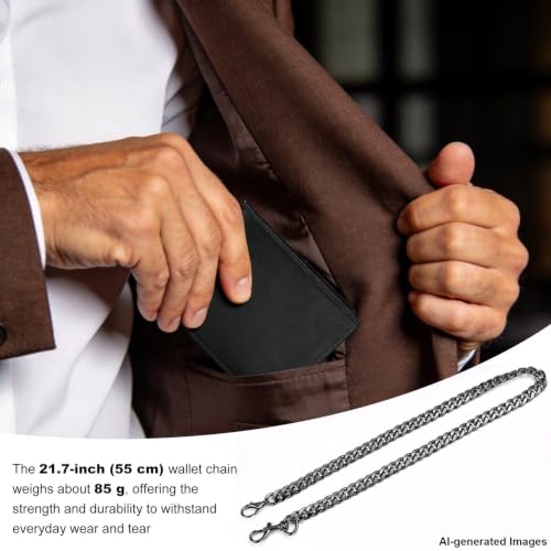 Image of Genuine Leather Wallet with Chain for Men: RFID Wallet with AntiTheft Chain