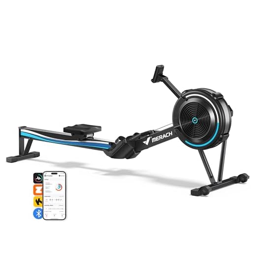 MERACH Rudergerät Luftwiderstand für Zuhause, 10 Stufen Einstellbar mit Exklusiver APP, Professionelles Indoor-Rudergerät, Ergonomischer Komfortsitz, Einfache Lagerung