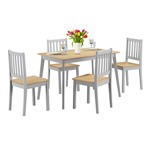 Giantex 5 Piece Dining Table Set with 4 Chairs, Wood Kitchen Table Set