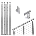 Muzata Cable Railing Post Stair Square Weldless 36”x2”x2” Stainless Steel Brushed Pre-Drilled 30 Degree Angle Holes Post 4Pack PS01 LA4S, PT1 PT2 PT6