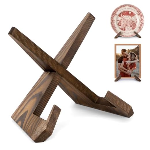ANBOXIT Soporte Platos Decorativos de Madera - Soporte para Platos Expositor de 16,6 cm, Soporte de Madera para Marcos de Fotos, Caballetes Decorativos de Mesa para Exhibición