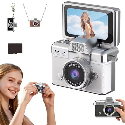 Mini appareil photo numérique étanche pour selfie, écran LCD 1.47 rabattable et flash 8G