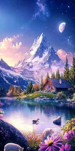 MontañA Diamond Painting Adultos, 5D Diamond Painting Luna Manualidades Adultos DIY Ronda Pintura Diamante Pintura Cuadro Diamantes Cristal Art Set para Decoración Pared Hogar 60x120cm, Model641