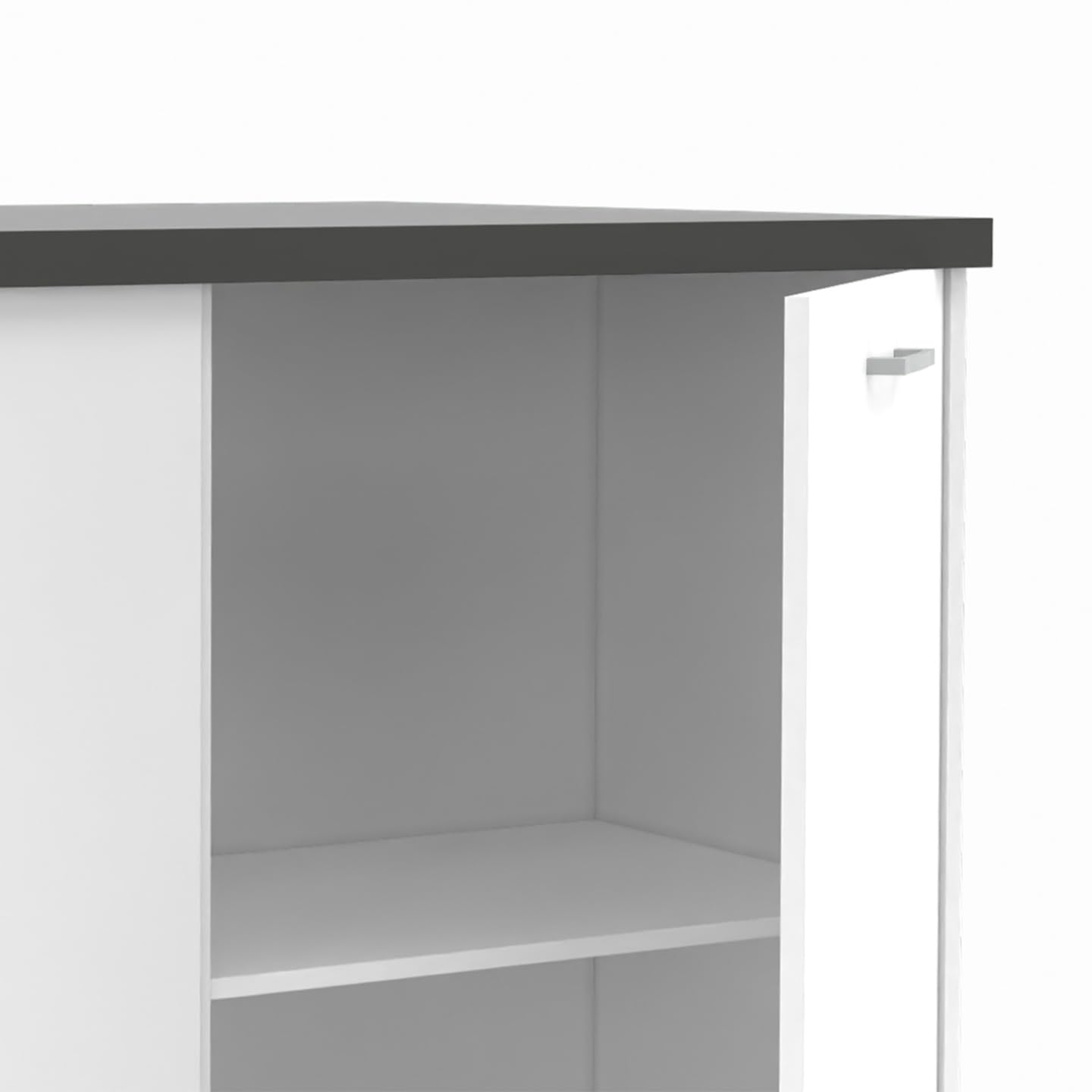 IDMarket - Ilot Central TIBO 120 cm Bois Blanc avec Plan de Travail Gris Anthracite