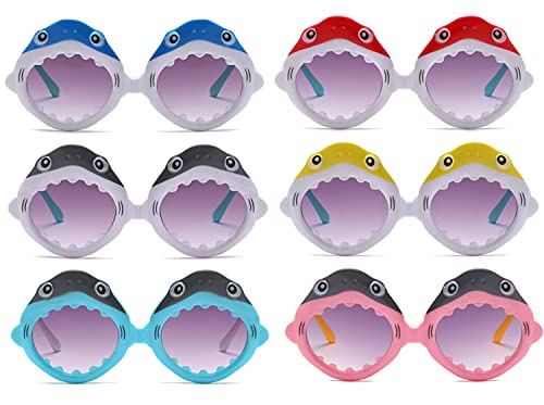 Sunglasses for Toddler Shark Shaped Glasses Party Favors For Boys Girls Ocean Pool Party Supplies Costume Shark Birthday Party Decorations Gifts Eyeglasses - 6 Pieces
