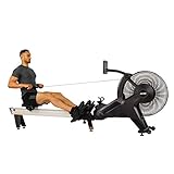Sunny Health & Fitness Asuna 8580 Ventus Rowing Machine – Air & Magnetic Resistance, 330 LB Capacity, Performance Monitor, Foldable 50" Aluminum Rail, Home Cardio Rower