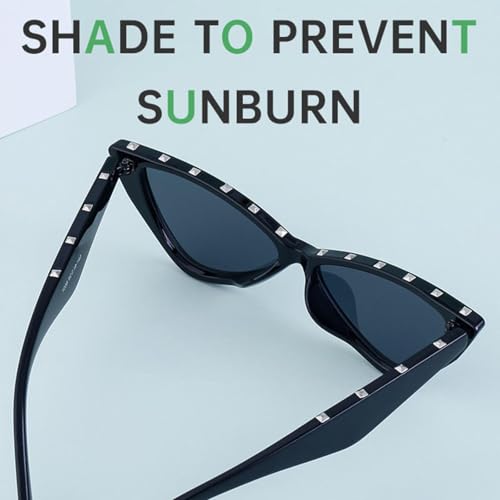 Lunettes de soleil œil de chat contre la fatigue visuelle monture rétro robuste à rivets