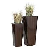 blumenkübel zink anthrazit inklusive wasserdichte Kunststoff Pflanzeinsätze