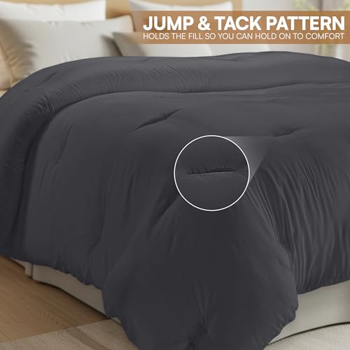Image of Utopia Bedding All Season Down Alternative Quilted Queen Comforter, Duvet Insert with Corner Tabs, Machine Washable, Bed Comforter (Grey)