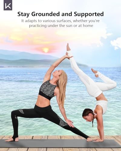 Image of KEEP Rubber Yoga Mat - Professional Sweat Absorbent PU & Natural Rubber. Non Slip Workout Mats for Women & Men, 5mm Thick, 72 inchx26 inch Extra Long Wide Pad for Hot Yoga, Pilates, HIIT, Home Gym - Strap Included