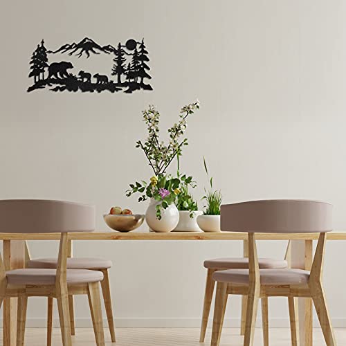 Metal Deer Wall Art Forest Deer Wall Decor Metal Mountain Deer Cabin Decor Deer Woodland Decor Metal Deer Decor Rustic Animal Hunting Decor for Bedroom Wall Decoration, 11.8 x 6.9 Inch(Bear Style)