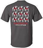 New World Graphics NCAA University of Georgia Mascot Rows Adult Unisex Short Sleeve T-Shirt, Charcoal-2XL
