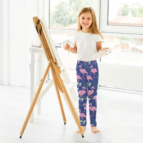ALAZA Girls' Leggings Children's Yoga Pants Skinny Printed Dance Flamingo Bow Comfortable 4T4