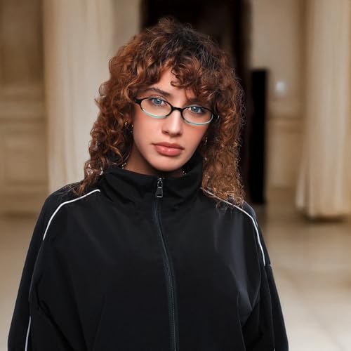 Image of FEISEDY Y2K Retro Oval Blue Light Glasses for Women Fashion Small Face Eyewear Frame 90s Nerd Fake Cosplay Eyeglasses B0258
