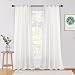 Mysky Home Back Tab and Rod Pocket Window Crushed Voile Sheer Curtains for Bedroom, White, 51 x 95 inch, Set of 2 Crinkle Sheer Curtain Panels