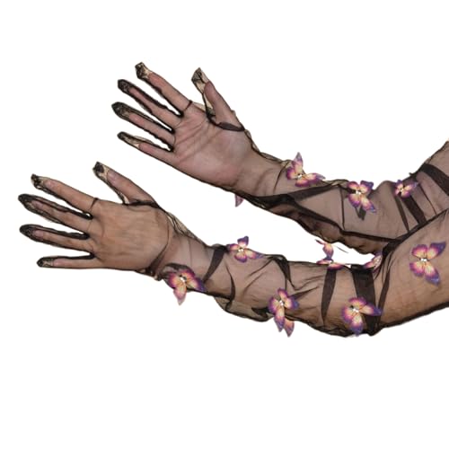 Evening Party Gloves For Women Girl Elegant Lace Butterfly Gloves Halloween Accessories Gloves Long Gloves For Gowns3