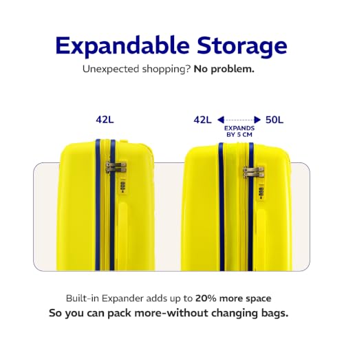 Image of Provogue Spectrum Hard-Sided PP Trolley Bag Set of 2 | Expandable Space with 8 Wheels Trolley Bags for Travel | Lightweight with Combination Lock | 5 Year Warranty (Sundrip Yellow)