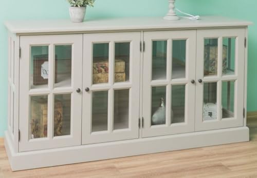 Casa Padrino Aparador de estilo country de madera maciza gris 175 x 53 x A. 90 cm - Armario de estilo rústico de madera maciza con 4 puertas - Mueble de estilo country - Mueble de madera maciza