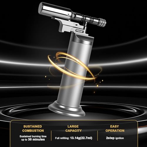 Blow Torch Kitchen - 1300°C Windproof Lighter, Refillable Butane Cooking Torch with Safety Mode & Adjustable Flame for BBQ, Camping, and Soldering - Image 5