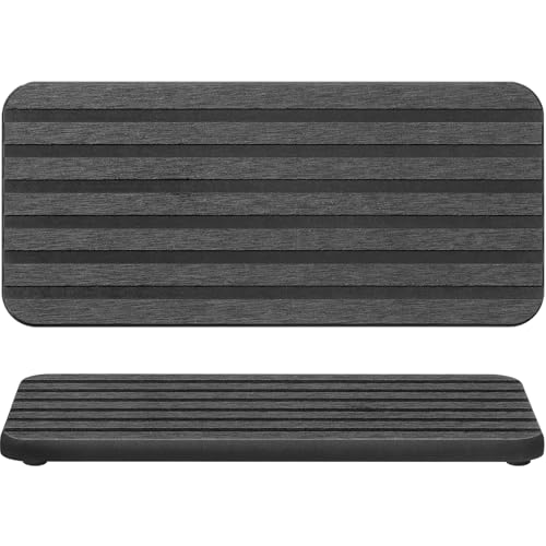 Photect 2Pcs Water Absorbent Diatomite Coasters 8.6x4'' Diatomaceous Earth Drying Ma, Grooved Design Water Absorbing Stone for Home Bathroom Decoration Home Warming Gift (Dark Gray)