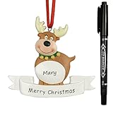Personalized 2021 Family Christmas Ornaments, Customized Deer Family Members of 1-5 Xmas Tree...