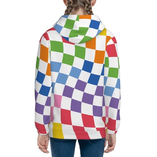 Wavy Checkerboard 2 Kids Pullover Hoodies Boys Sweatshirts Girls Athletic Clothes with Pocket4