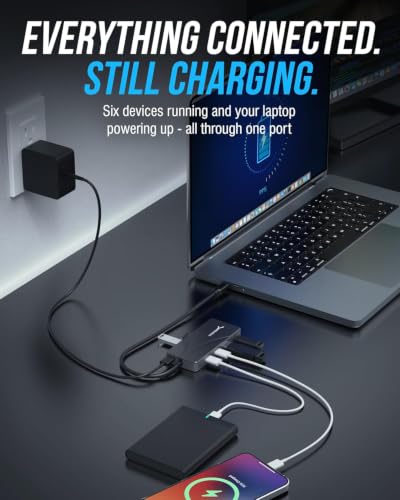 Hub USB C de 6 puertos multipuerto divisor USB-C a USB-C con 4 USB-C de 10 Gbps 5