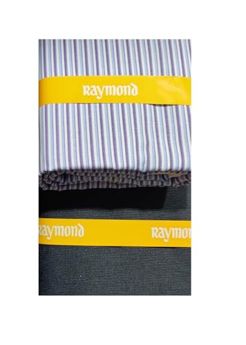 Image of Raymond Men's Striped Cotton Formal Shirt & Trouser fabric, Check Pattern, Premium Business Wear