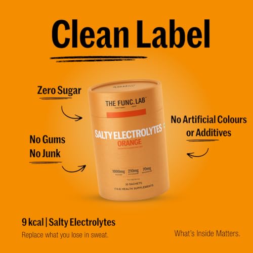 Image of The Func. Lab Daily Electrolytes - Salty Orange Pack Of 2 | 30 Sachets Each | Instant Hydration Powder with Sodium, Potassium, Magnesium | Sugar-Free, No Preservatives | Instant Energy & Recovery Drink